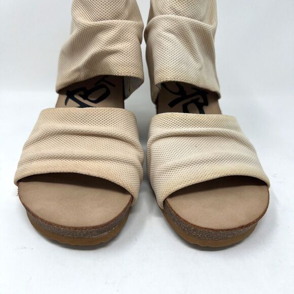 OTBT Patchouli Sandals Tan Leather Gladiator Heel Booties Peep Toe Zip Size 6.5 - Picture 6 of 14